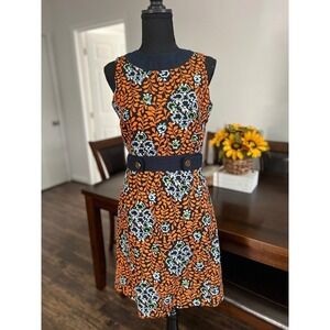 Tory Burch Floral Print Linen Dress Sleeveless Casual Party Dress Size‎ 4